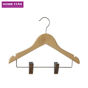 Image of Natural color wooden kids clip hanger with notches