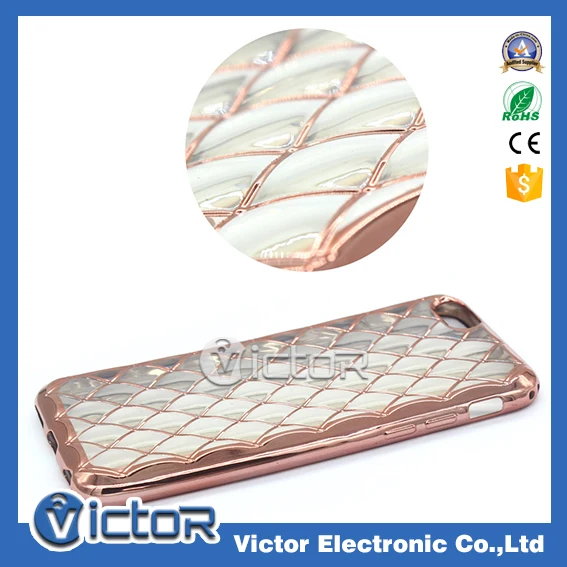 Wholesaler New electroplating tpu 3D diamond mesh case for iPhone 6s