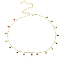 

cz station charm choker 925 sterling silver vermeil gold plated jewelry multi colorful cz geometric necklace