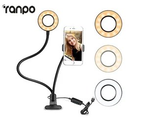 Rechargeable 360 Degree LED Selfie Ring Light Phone Holder
