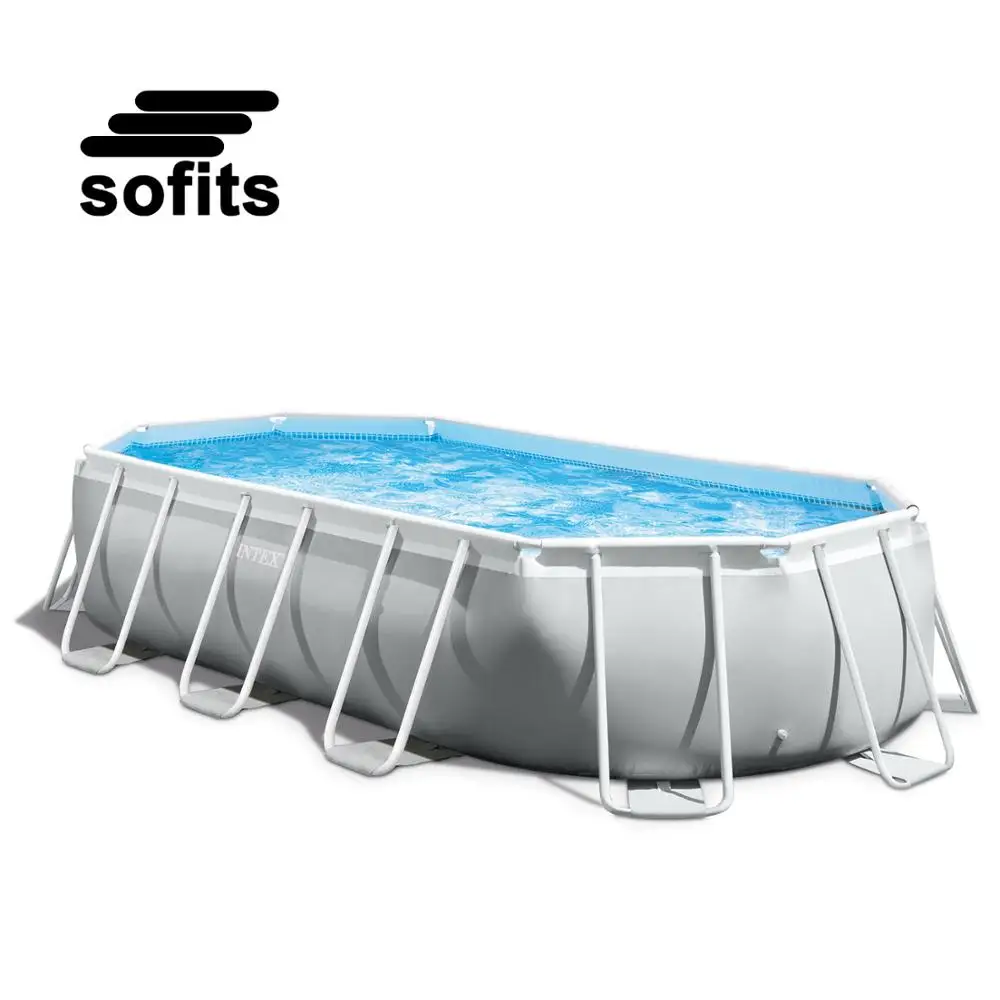 

Ready to ship new arrival Intex 26796 adult prism frame oval swimming pool set above ground swimming pool stainless steel, As picture