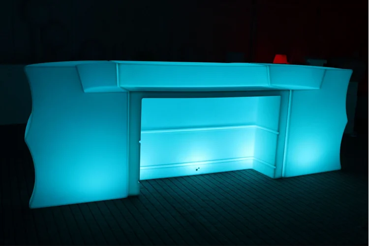 IP68 Water proof Modern appearance commercial led furniture pe white plastic illuminated led drink bar counters with 16 colors