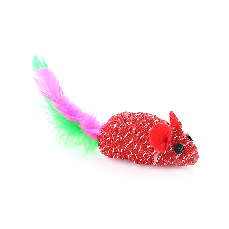 Wholesale Lovely Design Mouse Shaped Pet Cat Toys with Feather