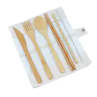 

Eco Friendly Bamboo Travel Utensils Reusable Set bamboo cutlery with Case and Gift box