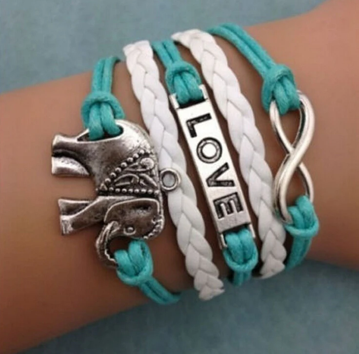 

New design fashionable wholesale braided leather wrap love bangle sweet girls multilayer woven friendship bracelet for women, Colors