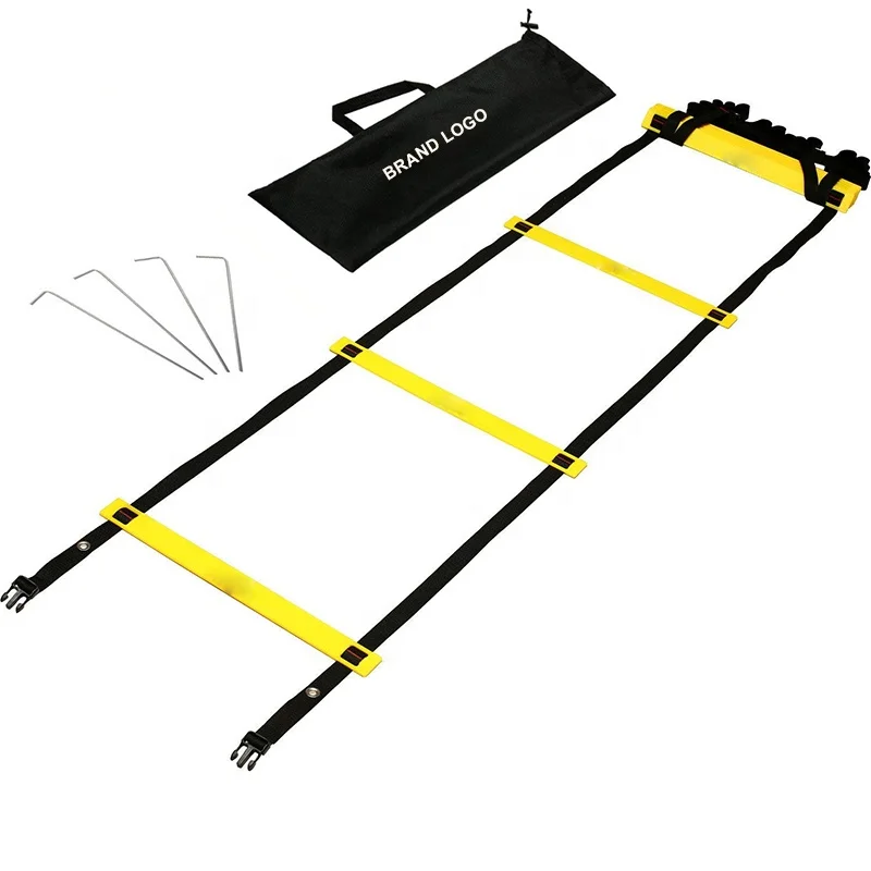 

Speed Ladders Soccer Football Speed Agility Training 12 Rung adjustable Speed Ladder 19ft Length Agility Ladder, Black and yellow