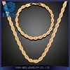 Gold Fried Dough Twist Chain Necklace and Bracelet Set Heavy Kundan Jewelry Set