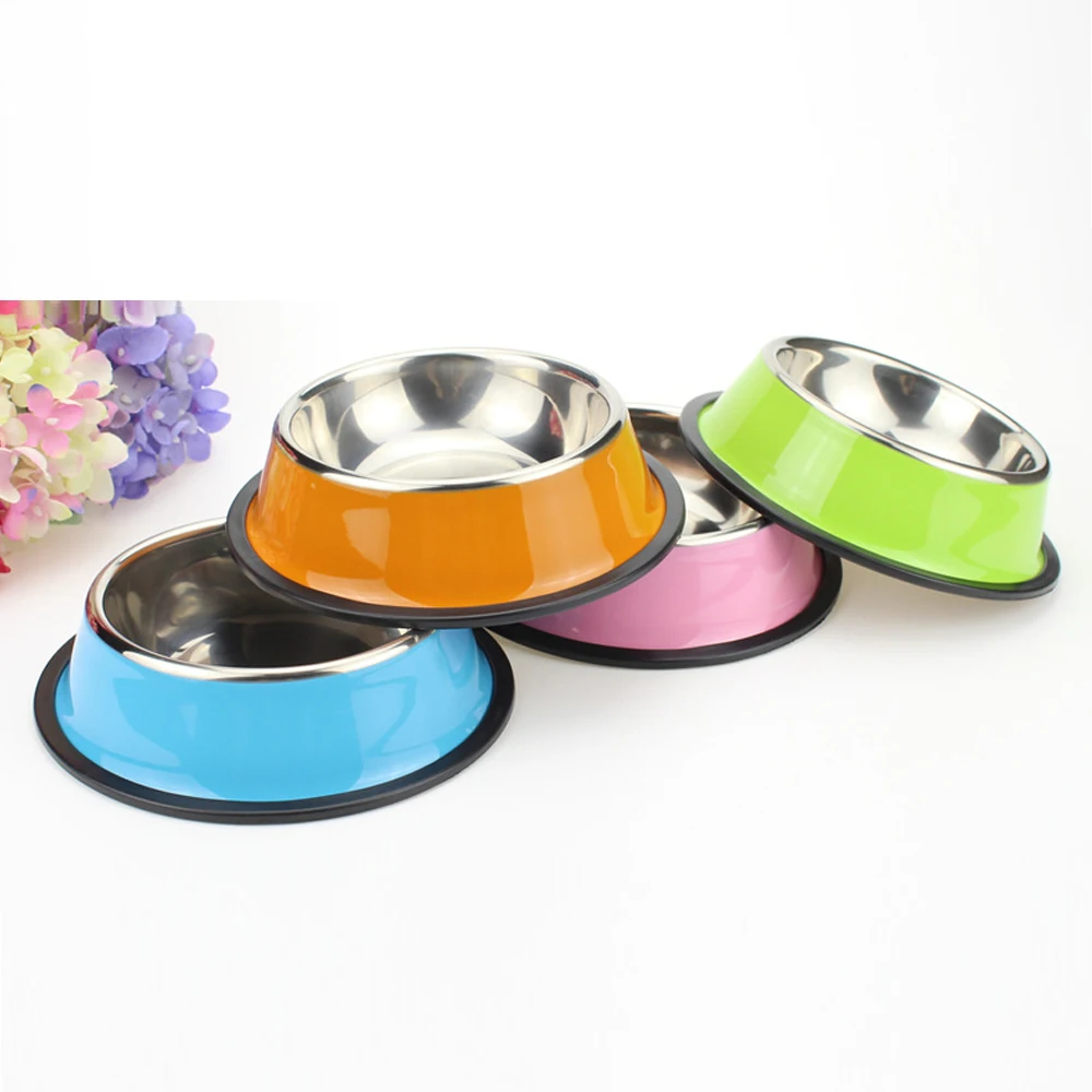 Colorful Wholesale Rubber Bottom Cheap Stainless Steel Pet Dish/dog ...