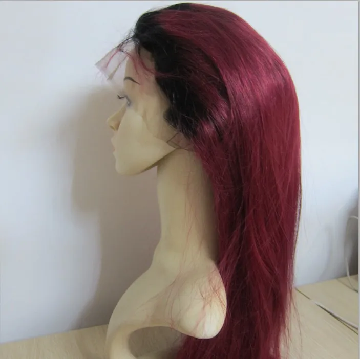 

Colour#530 dark root /dark red ombre human hair wig burgundy full lace wigs