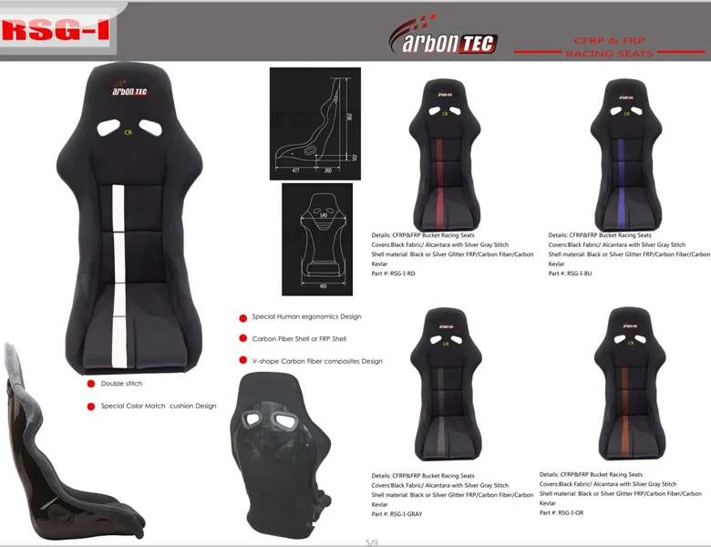 Auto Carbon Fiber Or Frp Auto Bucket Racing Car Seats/sports Seats