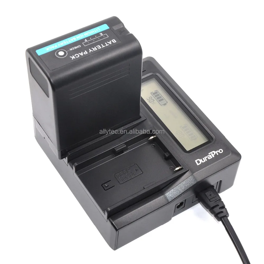Caricabatterie Dual Display LCD nero intelligente per batteria Sony BP-U60 //