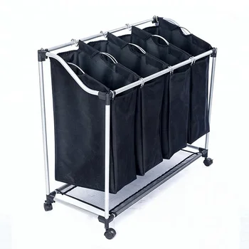 Easy Carry Laundry Bag Dirty Clothes Bin Basket With Wheels Cart Sorter