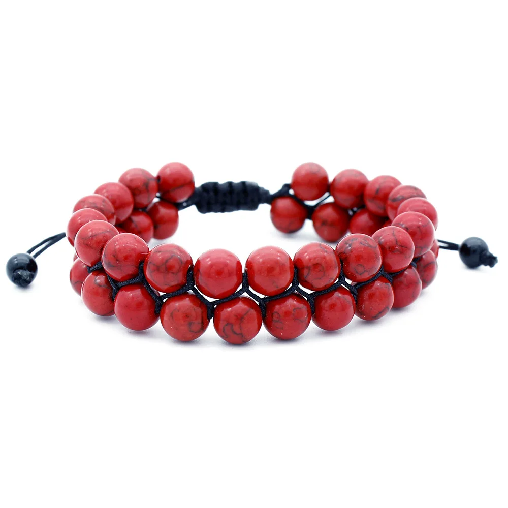 

Stocks Selling Handmade Natural Stone Bracelet In Four Colors Adjustable Size Fashion Boho Jewelry Bead Wrap Bracelet