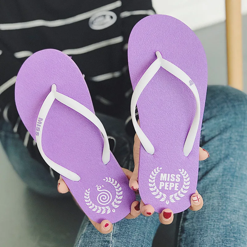 

Women's Slippers Beach Summer Casual Flip Flops Sandals Violet