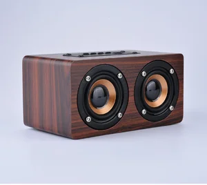 Dual-horn Wooden Wireless Portable Speaker With Bass Music Sound Intelligent Calls Handsfree TF Card Aux Mode