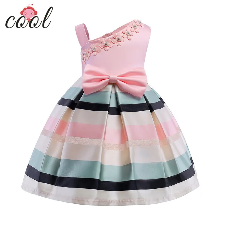 

Spaghetti Strap child dress pink designs girl child dress party for 7 yrs old, Pink stripe