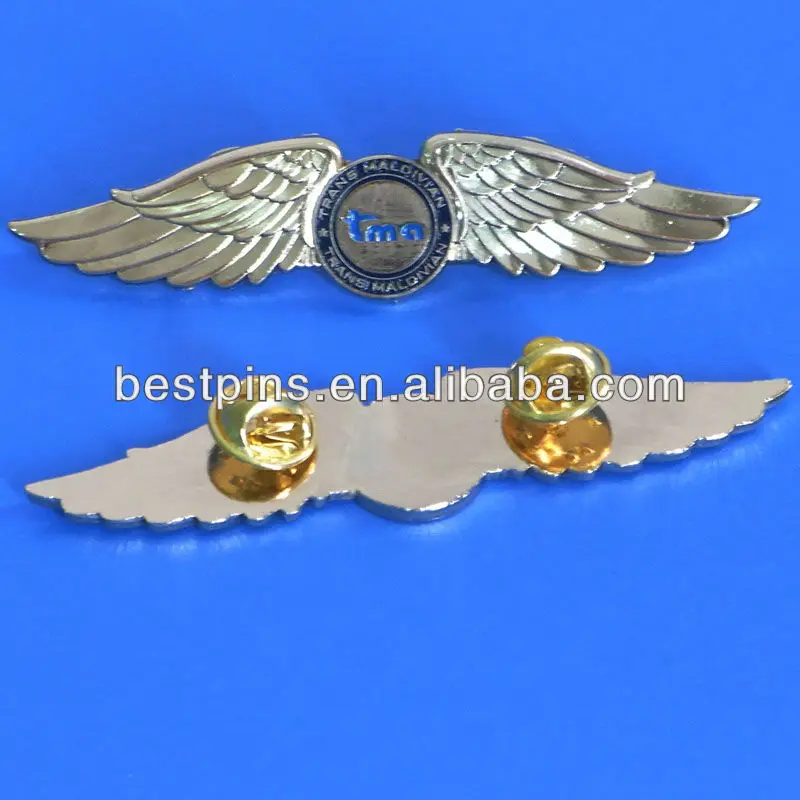 Metal Silver Pilot Wing Pin For Flight Instructor,Custom Airline Wing