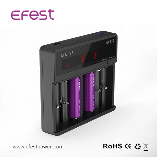 Efest LCD screen LUC V6 3.7 v 18650 lithium ion polymer battery charger 