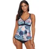 Inventory retail ladies swimwear sublimation tropical leaf pattern swim wear woman tankini