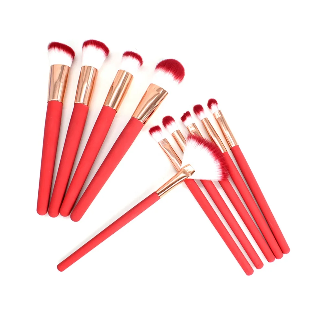 

Heat Change Color Red 10 Piece Synthetic Hair Makeup Brush Set Wholesale