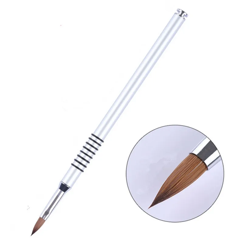 

Metal Handle 30% Kolinsky Sable Acrylic Nail Brush, Silver color