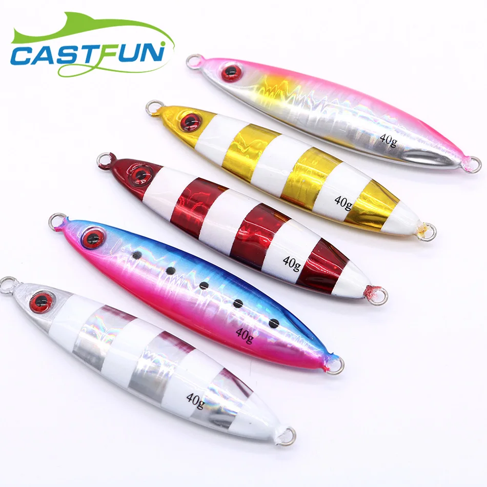 

CASTFUN 10g 15g 40g 60g Slow Cast Wide Shore Jigging Lures Metal Jig, 5 colors