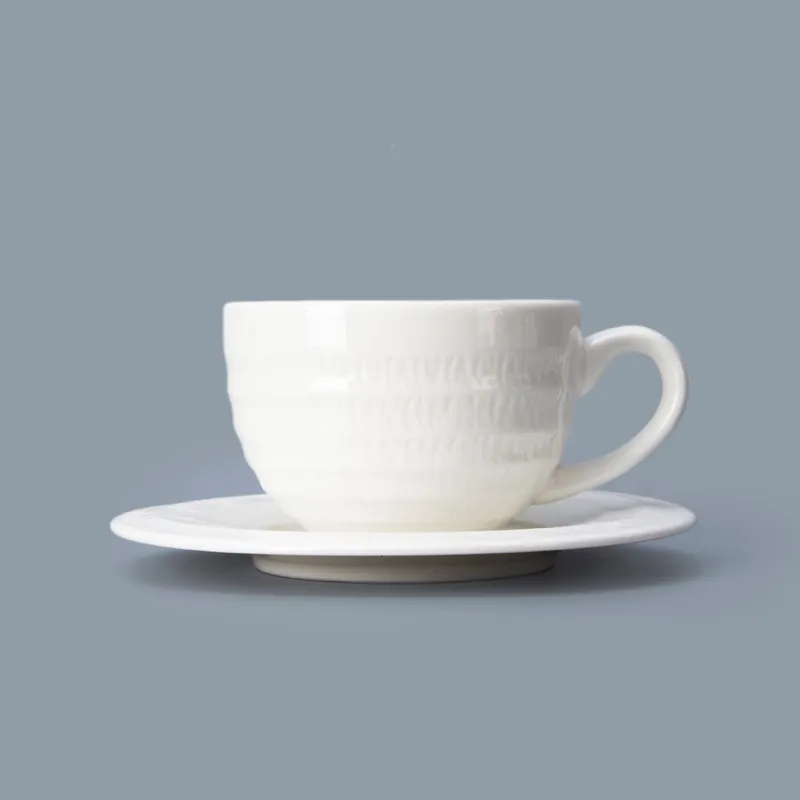 product-Wholesale Restaurant Ceramic Coffee Cups For Cafe, Coffee Tea White Cappuccino Cups Saucer P