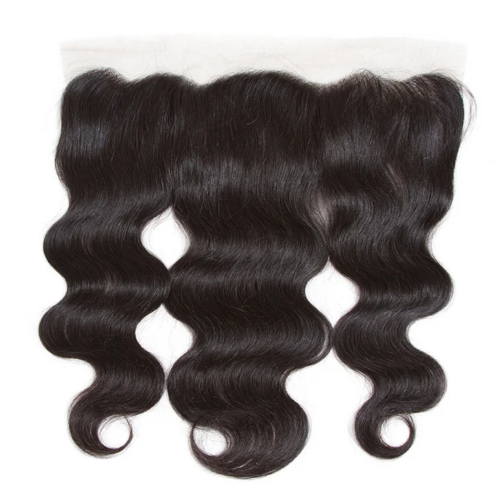 

8A 100% Virgin Unprocessed Human Hair 13*4 Frontal Closure Silky Body Wave with Baby Hair, Natural color