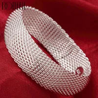 

Women Charm 925 Silver Plated Barbed Wire Mesh Bangle Bracelet