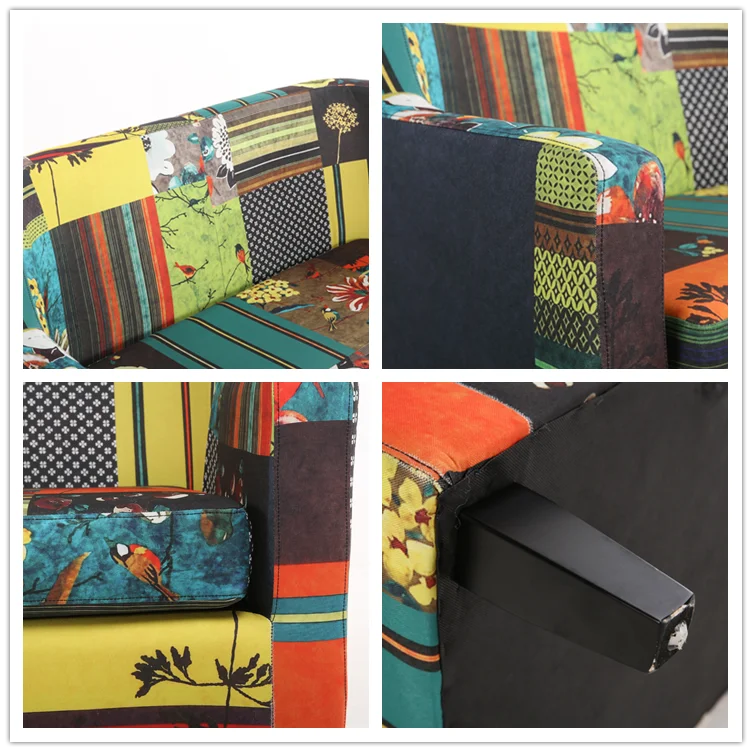 Double Seat Modern Patchwork Sofa Chairs With Wooden Legs Buy Modern