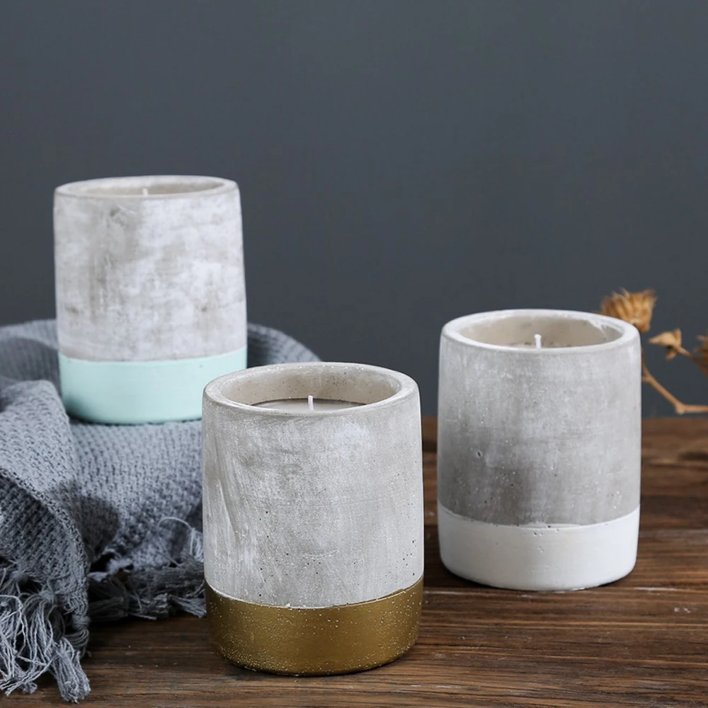 Creative Aromatherapy Cement Candle Cup Paraffin Wax Candle Holder