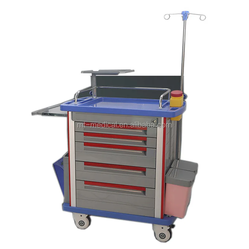 Hospital ABS ICU emergency medicine trolley medical equipment trolley cart with casters
