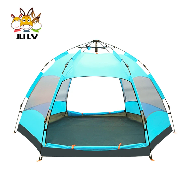 

3 season easy pop up luxury camping hexagon tent with waterproof fabric, Customized