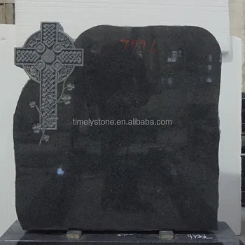 black granite cross headstone