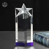 Hot Sale Customize Blue Base Glass Cube For Souvenir, Good Quality Engraving Popular Crystal Star Trophy Creative Gifts