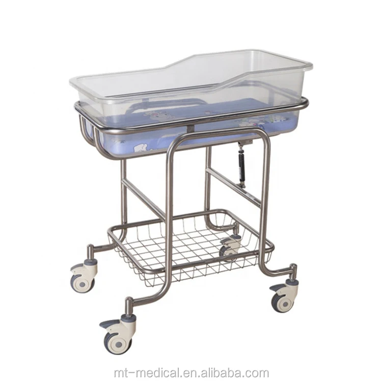 Hospital furniture two crank manual baby cots cribs children metal bed With Siderails