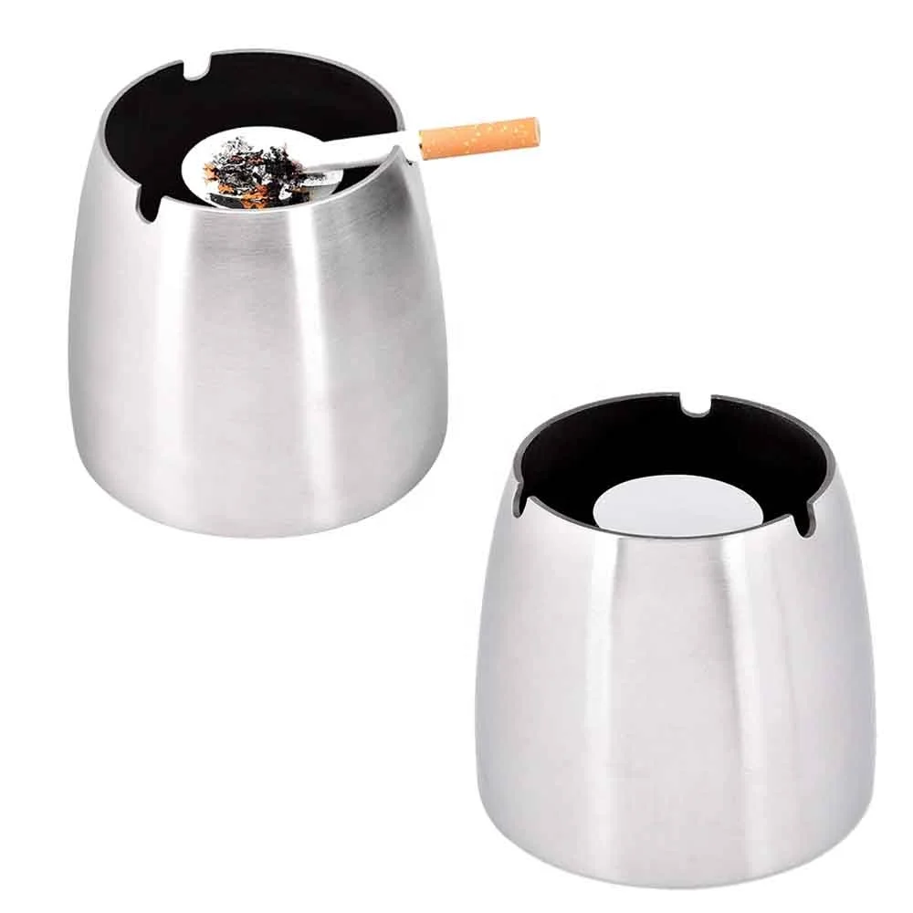 Zigaretten-Aschenbecher mit Deckel, Metall-Aschenbecher für Outdoor Indoor  (Schwarz)