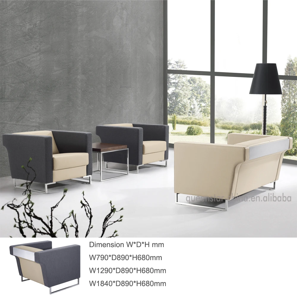 Qssf01 Modern Style Office Sofa Leather Or Fabric Settee Sofa