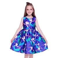 

Kseniya Kids Lotus Print Girl Princess Dress Summer Sleeveless Girl Casual Dress Plus Size