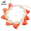 Multilayer Braided shell chains turquoise jade beads pompom coin dangle silk thread bangle making handmade bracelet