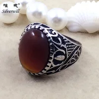 

Factory cheap price vintage thai silver ring red agate silver ring for men