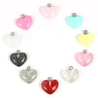 

Mixed Color Resin Shine Cute Love Heart Charms Pendant For Kids Girls DIY