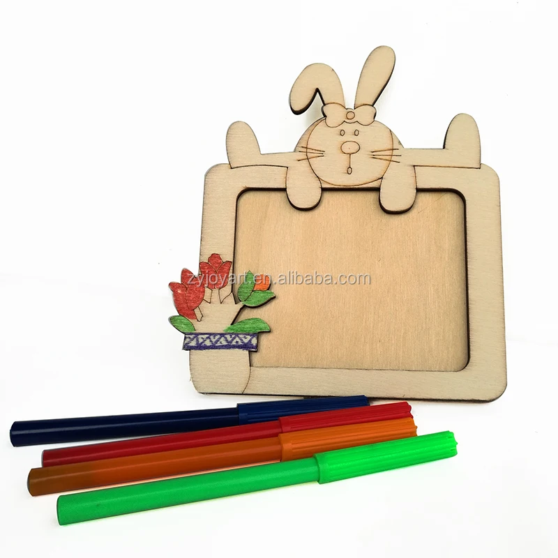 Unfinished Kids Diy Paint Wooden Photo Picture Frame For Kids Art Craft