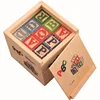 Wood Alphabet Blocks with Numbers Cubes for Stacking