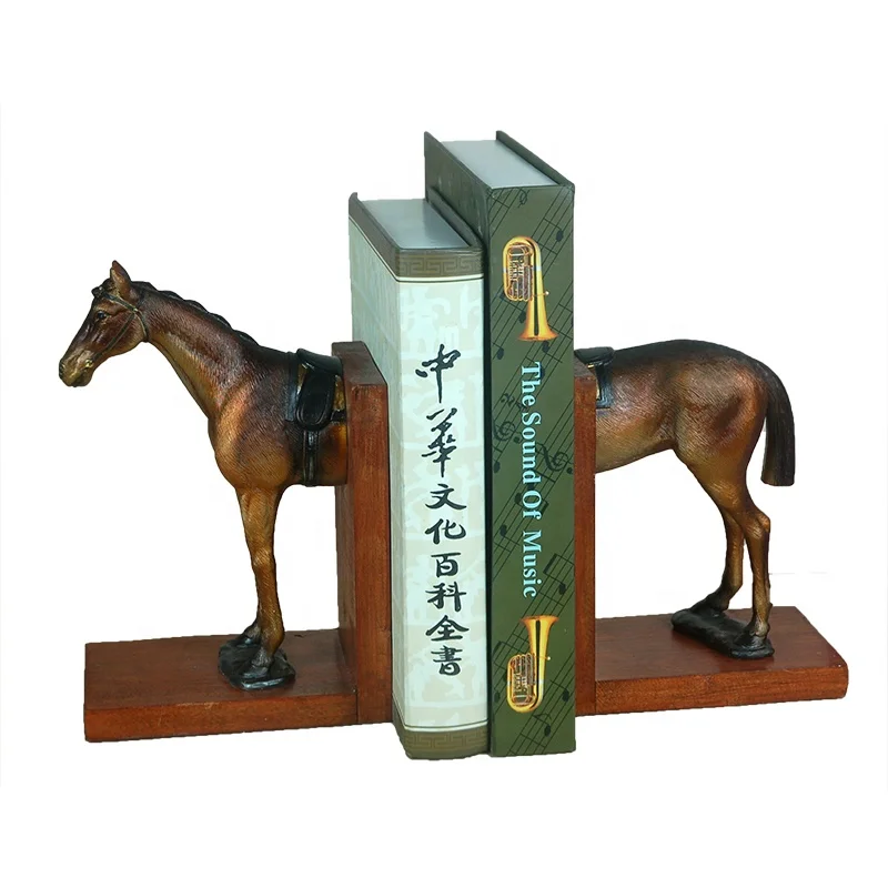 Resin lifelike animal sculpture hand painted statue horse bookend home decor paperweight bookend details