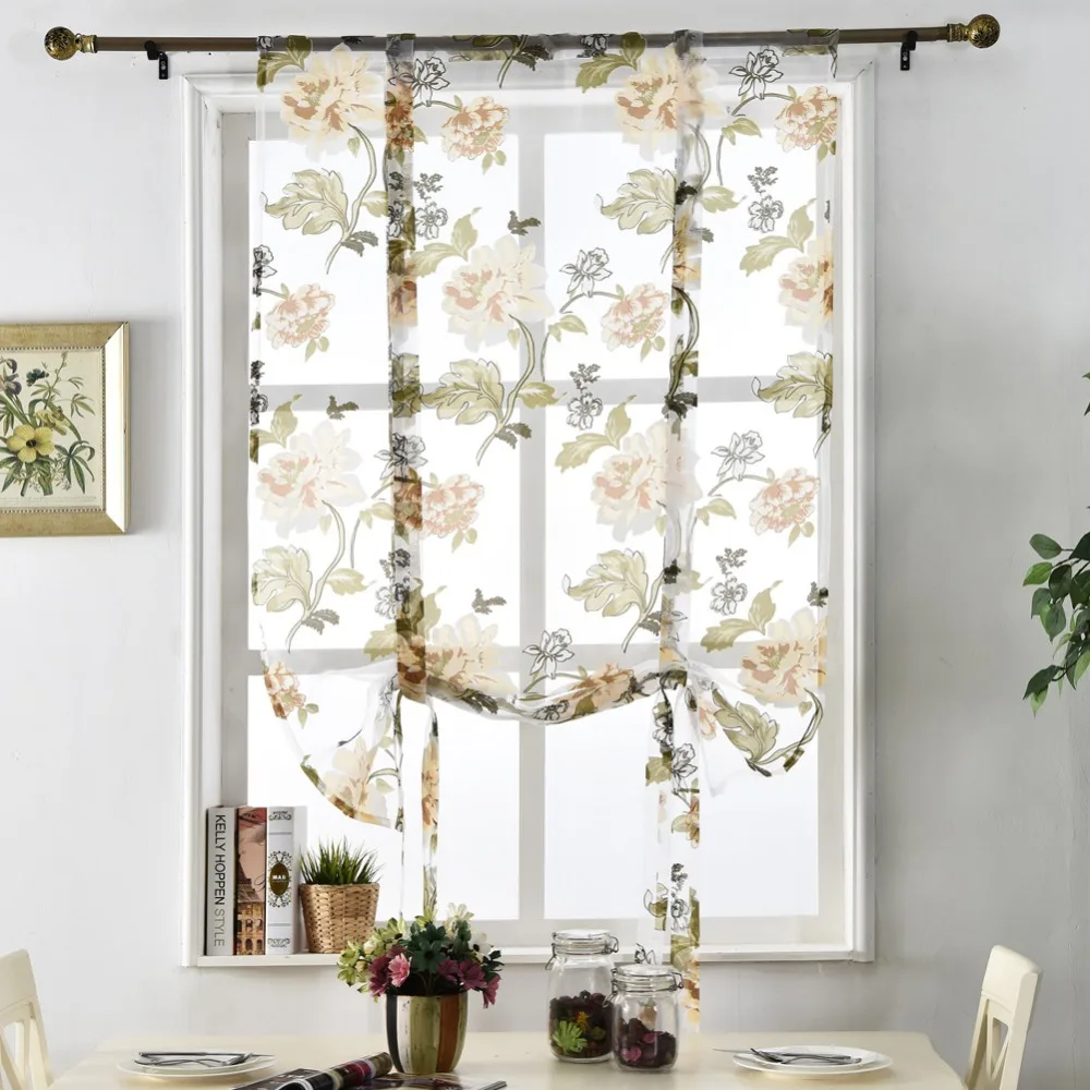 

NAPEARL 11.11 special product wholesale window panel floral roman kitchen curtains, Customized