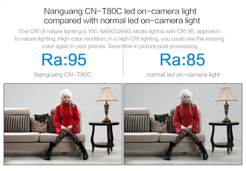 Nanguang Chin LED video light 8W CN-T80C In-Car LED Photo Light handheld led camera rod light Ra 95