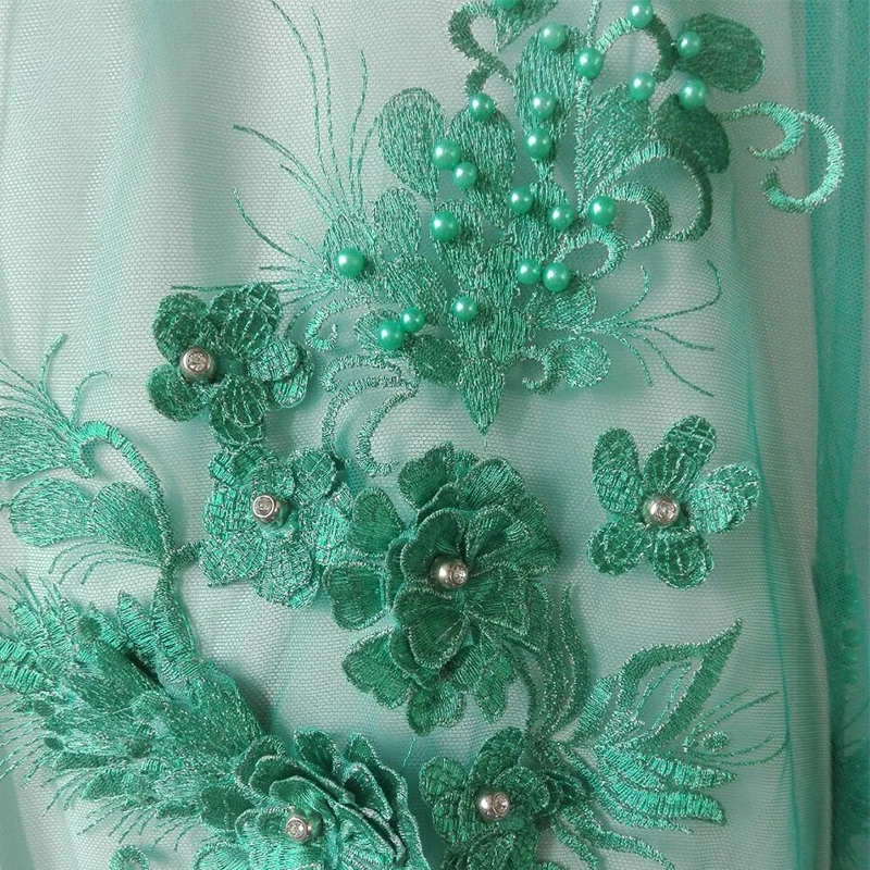 1 Yard Silk Green Indian Saree Border SewOn Sequins Zari Embroidery 7.5cm Trims