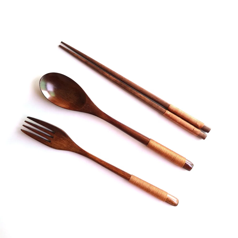 

Bamboo wooden travel cutlery set wholesale wooden spoon fork knife set