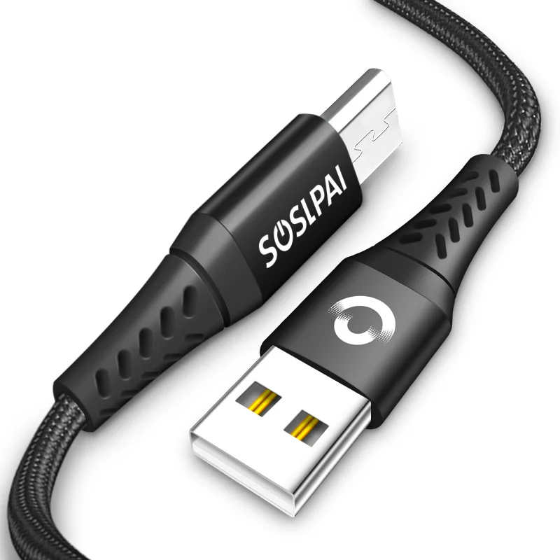 

SOSLPAI high quality usb 2.1a data cable nylon braided micro usb cable charger for android